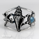 Blue Opal, Oxidized and Plain Bracelet Mexican Sterling Silver